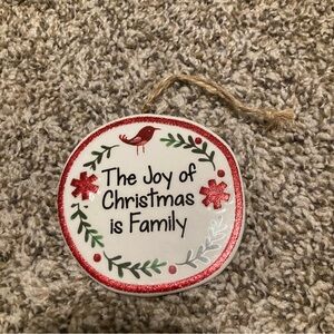 Festive Christmas Ornament. The Joy of Christmas is family.